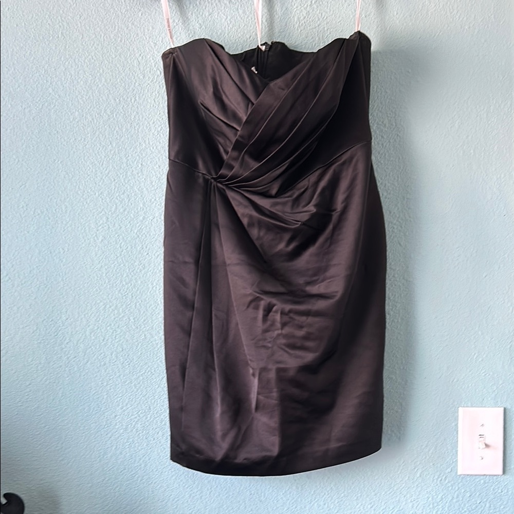 David's Bridal Black Ruched Strapless Dress Sweetheart Neckline Size 14